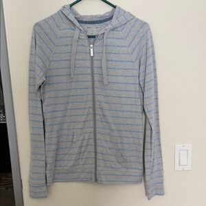 Under Armour Light Gray and Blue Zip-Up Sweatshirt